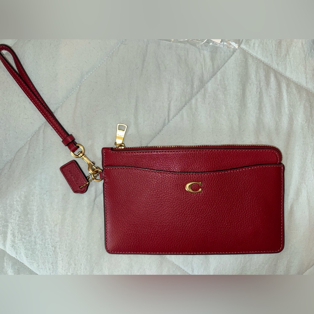 NWT Coach Cherry Red Leather Wristlet
